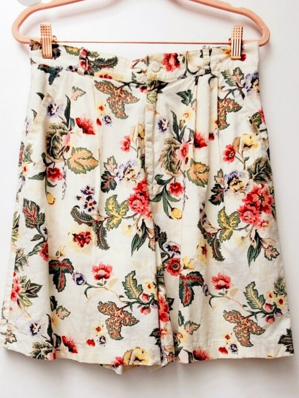 Bushwacker Quail Lodge Vintage Floral High Rise Cotton Shorts Side Pockets Sz 8